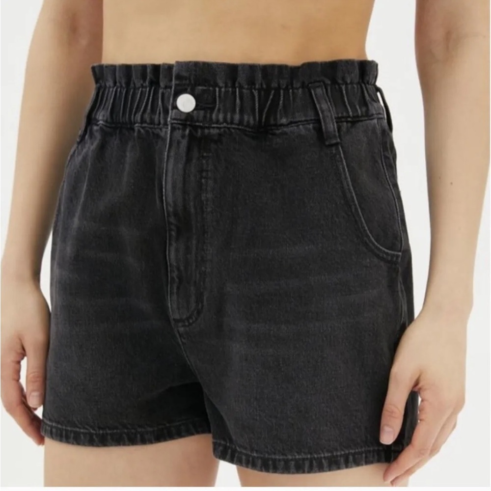 BDG Black Denim High-Waist Paperbag Waist Mom Shorts XS NWT